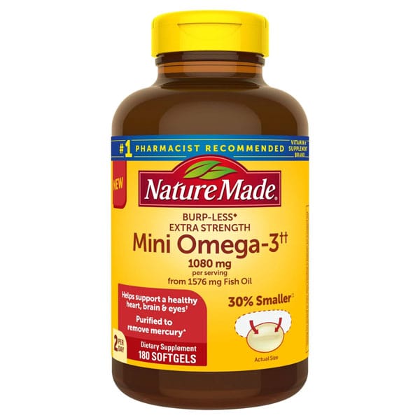 omega 3 fish oil mini softgels heart health brain support burp less nature made