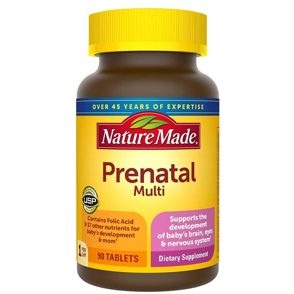 prenatal multivitamin folic acid iron zinc baby development nature made