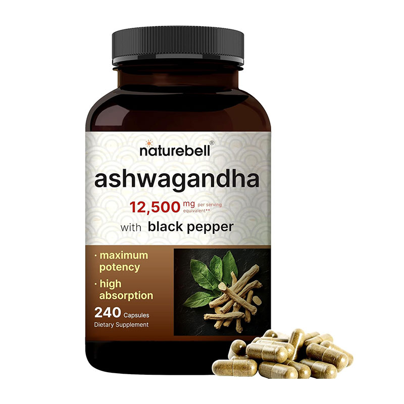 ashwagandha supplement stress relief capsules relaxation support non-GMO ashwagandha black pepper extract