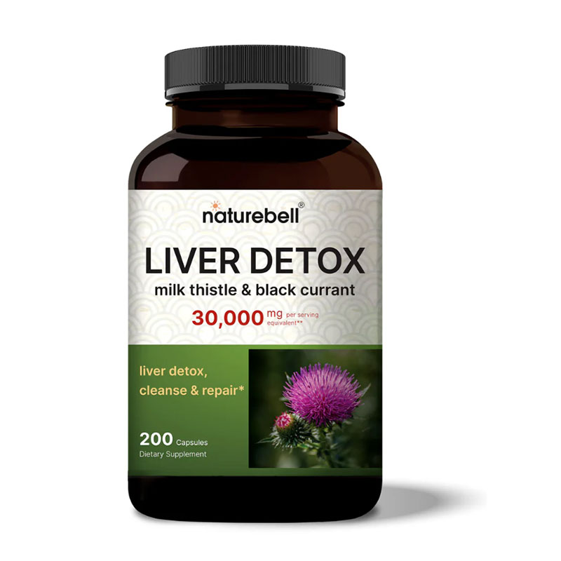 liver detox supplement milk thistle black currant antioxidant support liver health daily cleanse capsules
