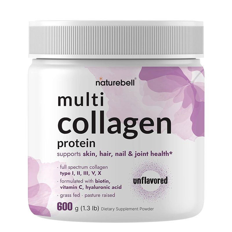 multi collagen supplement collagen types I II III V X biotin vitamin C hyaluronic acid skin and joint support unflavored collagen powder