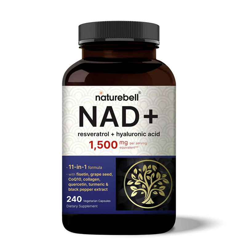 NAD+ supplement cellular energy support anti-aging formula cognitive health resveratrol quercetin non-GMO capsules
