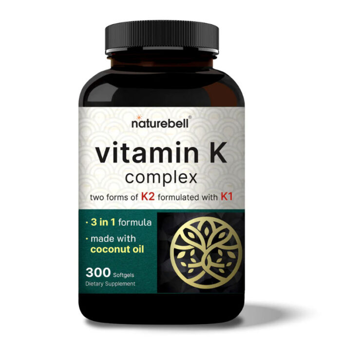 vitamin k complex k1 k2 supplement mk4 mk7 softgels heart and bone support naturebell vitamin k non gmo vitamins coconut oil softgels high potency vitamin k vitamin k absorption immune health supplement