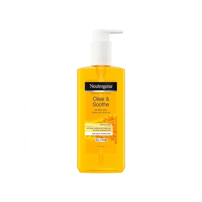 Neutrogena Clear Soothe Micellar Jelly Makeup Remover Turmeric Oil Free Waterproof Cleanser