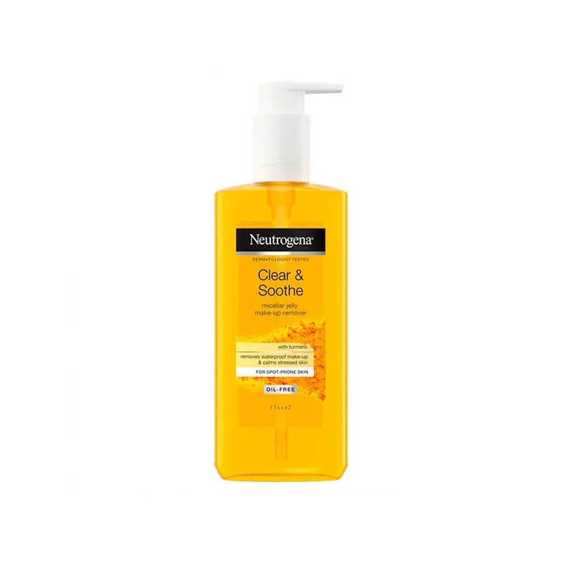 Neutrogena Clear Soothe Micellar Jelly Makeup Remover Turmeric Oil Free Waterproof Cleanser