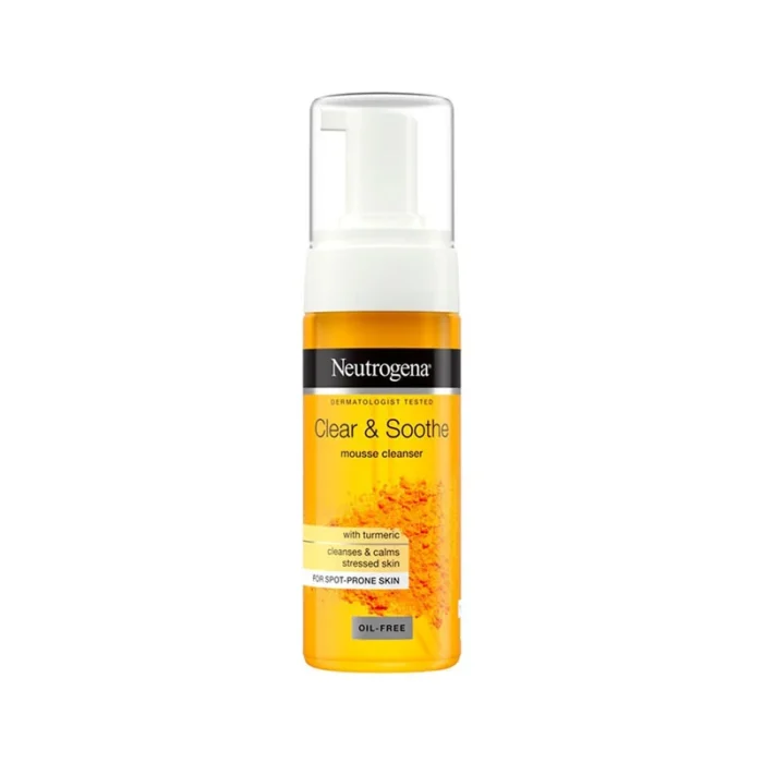 Neutrogena Clear Soothe Mousse Cleanser Turmeric Oil Free Gentle Face Wash Spot Prone Skin
