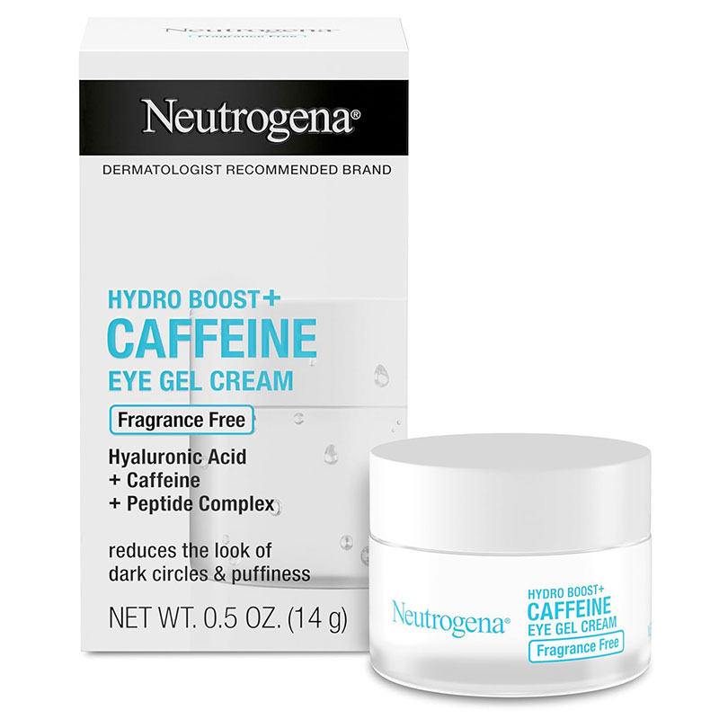 neutrogena hydro boost caffeine eye gel cream hyaluronic acid caffeine peptide complex dark circles puffiness fine lines