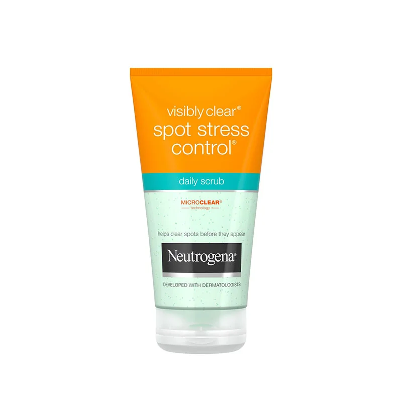 neutrogena spot stress control daily scrub microclear technology exfoliating cleanser green tea cucumber acne prevention gentle exfoliation