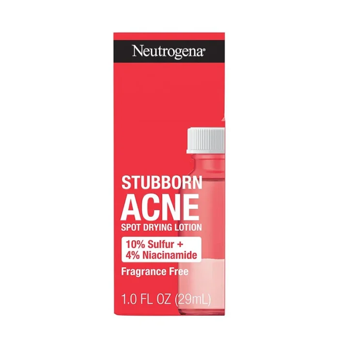 neutrogena stubborn acne spot drying lotion sulfur niacinamide overnight acne treatment pimple reducer post acne marks sensitive skin
