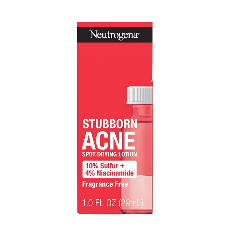 neutrogena stubborn acne spot drying lotion sulfur niacinamide overnight acne treatment pimple reducer post acne marks sensitive skin