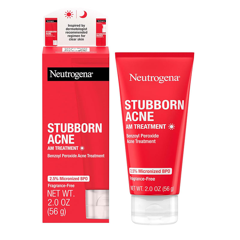 neutrogena stubborn acne am treatment benzoyl peroxide acne treatment morning skincare acne prone skin breakout reducer