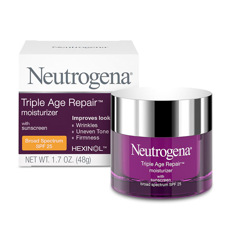 neutrogena triple age repair moisturizer spf 25 anti aging cream wrinkle reducer skin firming vitamin c hexinol shea butter