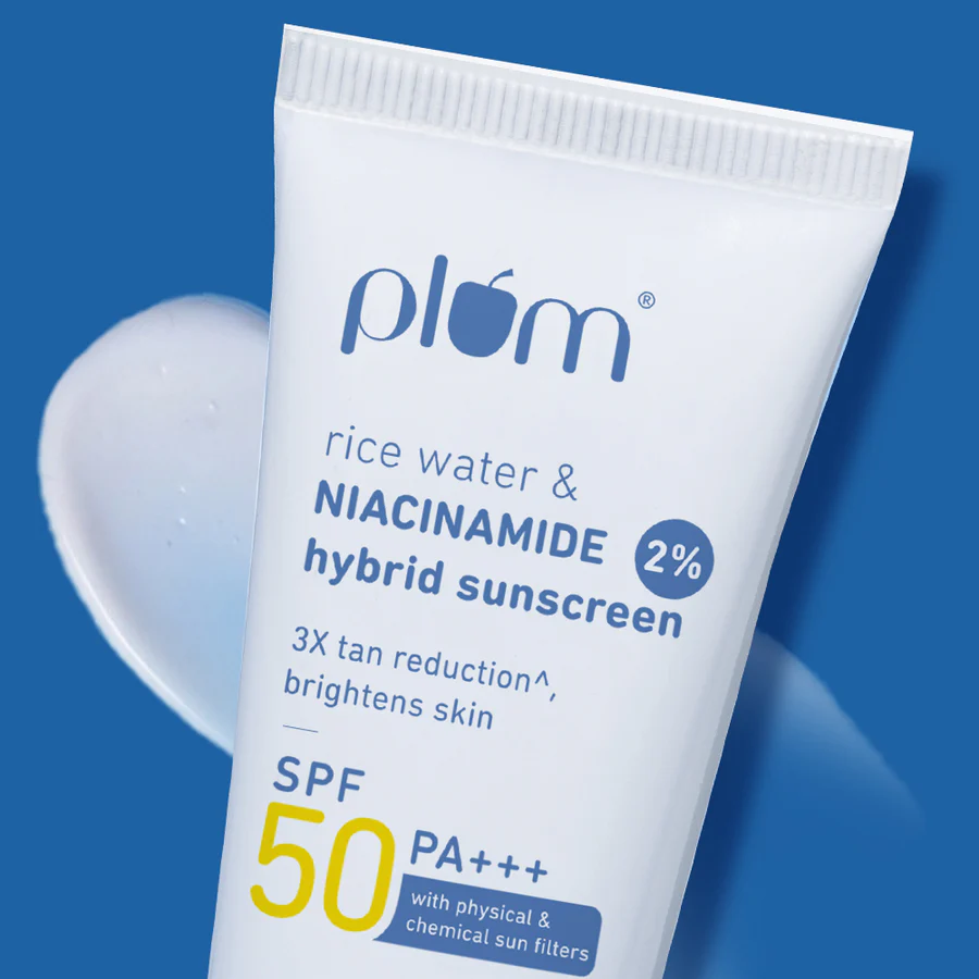 Plum Niacinamide Rice Water sunscreen SPF 50 PA+++ hybrid sunscreen brightening sun protection