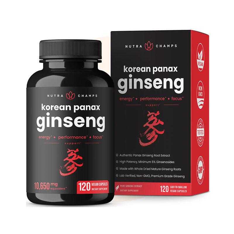 NutraChamps Korean Panax Ginseng 10650mg Korean Red Panax Ginseng ginseng supplement energy booster focus enhancer vitality supplement ginsenoside 5% herbal energy supplement