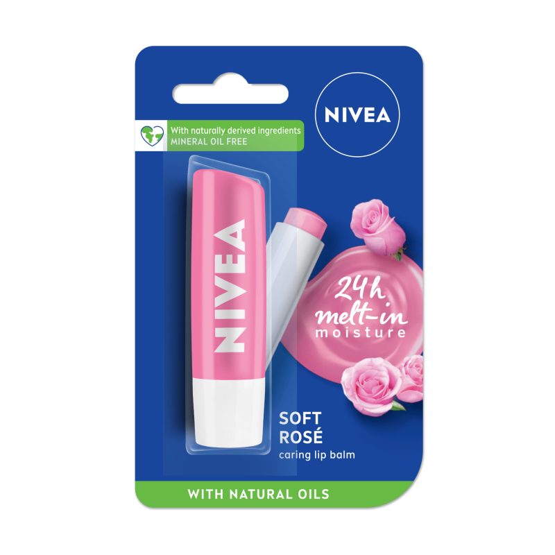 Nivea Soft Rose Lip Balm lip care moisturizing nourishing natural rose essence soft lips