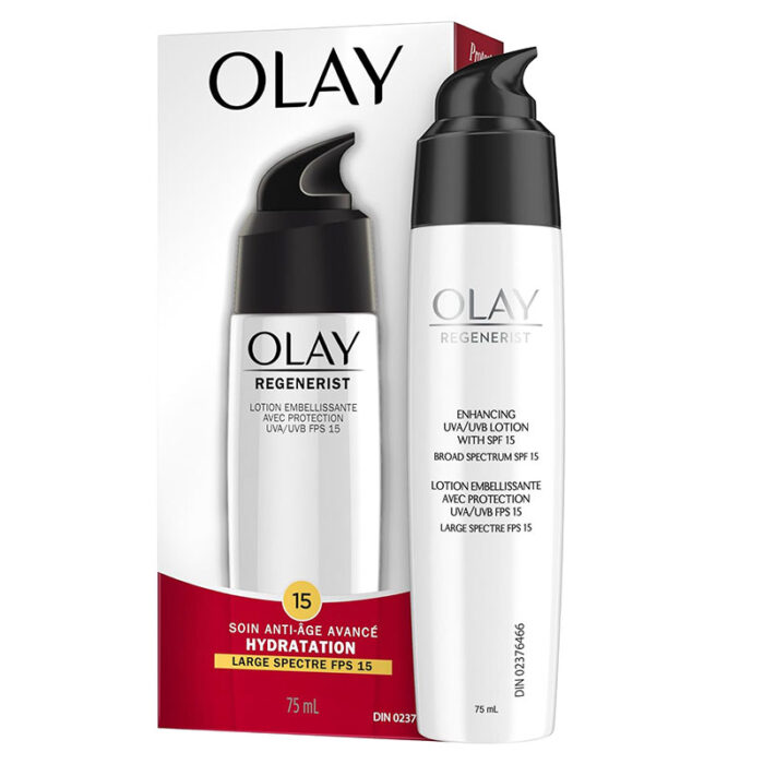 Olay Regenerist Regenerating Lotion SPF 15 anti-aging moisturizer with sunscreen peptide lotion daily face lotion sun protection hydrating face cream wrinkle care skincare for mature skin