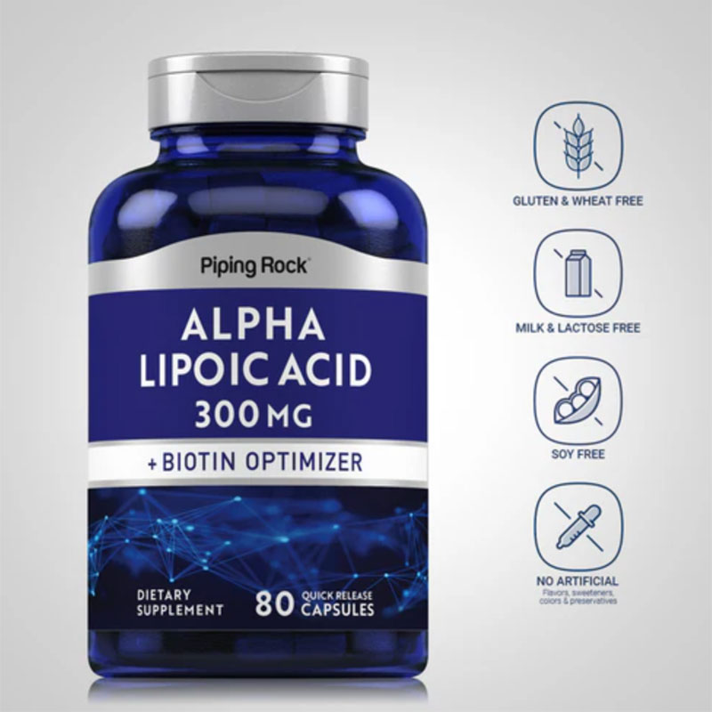 piping rock alpha lipoic acid 300 mg biotin antioxidant support quick release capsules gluten free