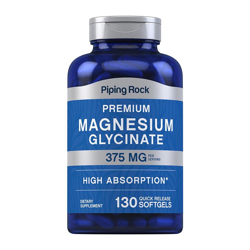 piping rock magnesium glycinate 375 mg high absorption muscle support bone health quick-release softgels