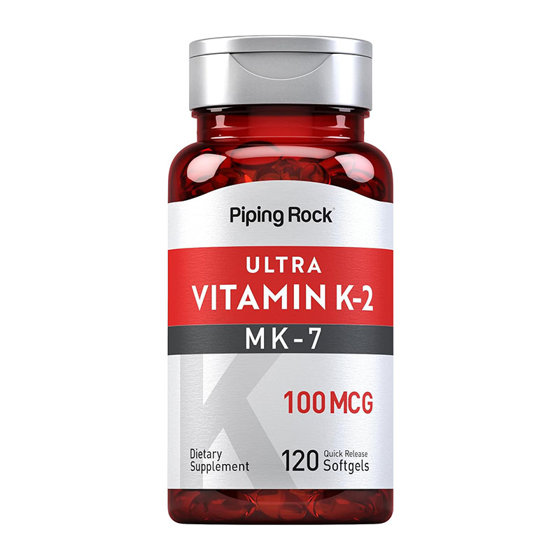 Piping Rock Vitamin K2 MK7 100 mcg bone health cardiovascular support quick-release softgels non-GMO gluten-free