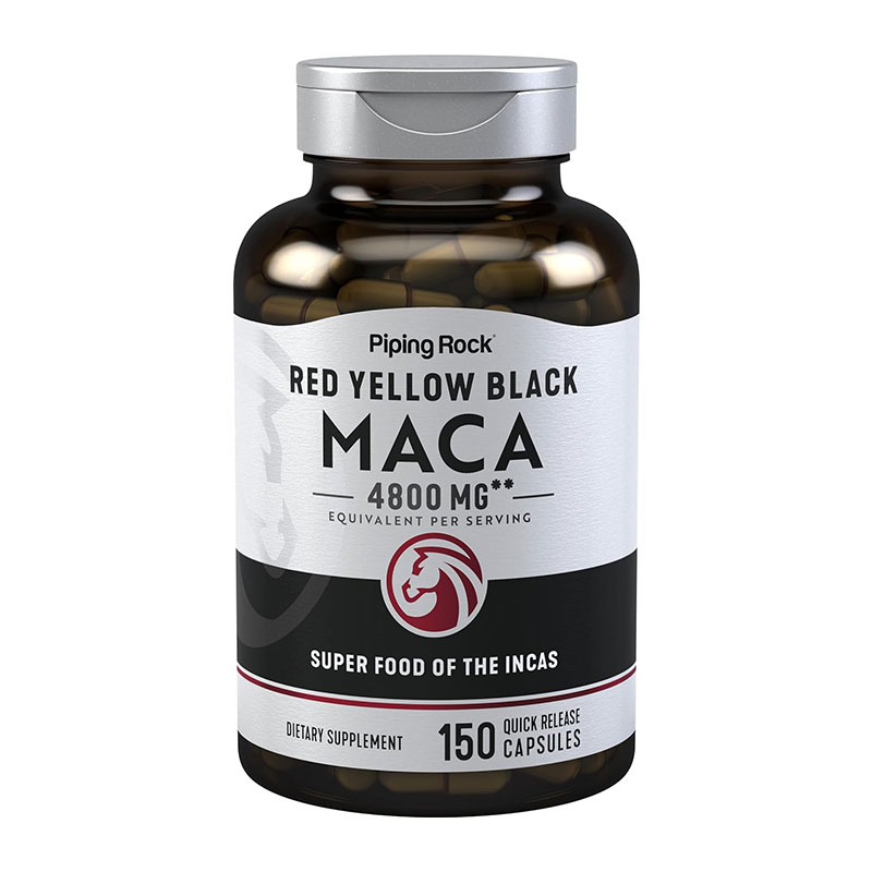 Piping Rock Red Yellow Black Maca 4800 mg quick-release capsules energy support stamina vitality herbal supplement