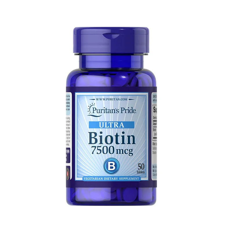 biotin supplement hair skin nails Puritan’s Pride 7500 mcg tablets