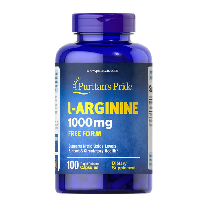 puritan's pride l-arginine 1000mg cardiovascular health supplement energy production exercise performance nitric oxide support