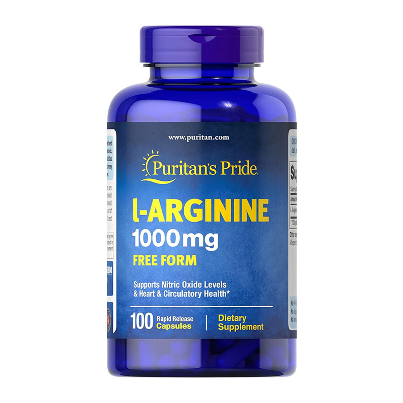 puritan's pride l-arginine 1000mg cardiovascular health supplement energy production exercise performance nitric oxide support