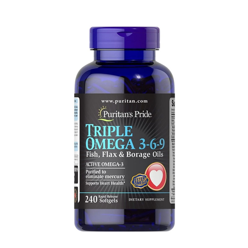 omega 3 6 9 supplement heart health joint support Puritan’s Pride fish oil flaxseed borage