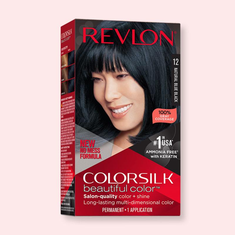 Revlon ColorSilk Natural Blue Black ammonia free hair dye gray coverage nourishing hair color