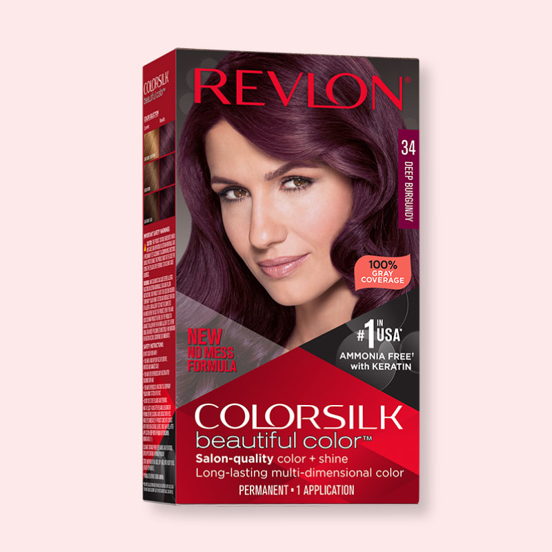 Revlon ColorSilk Deep Burgundy ammonia free hair dye gray coverage keratin enriched hair color