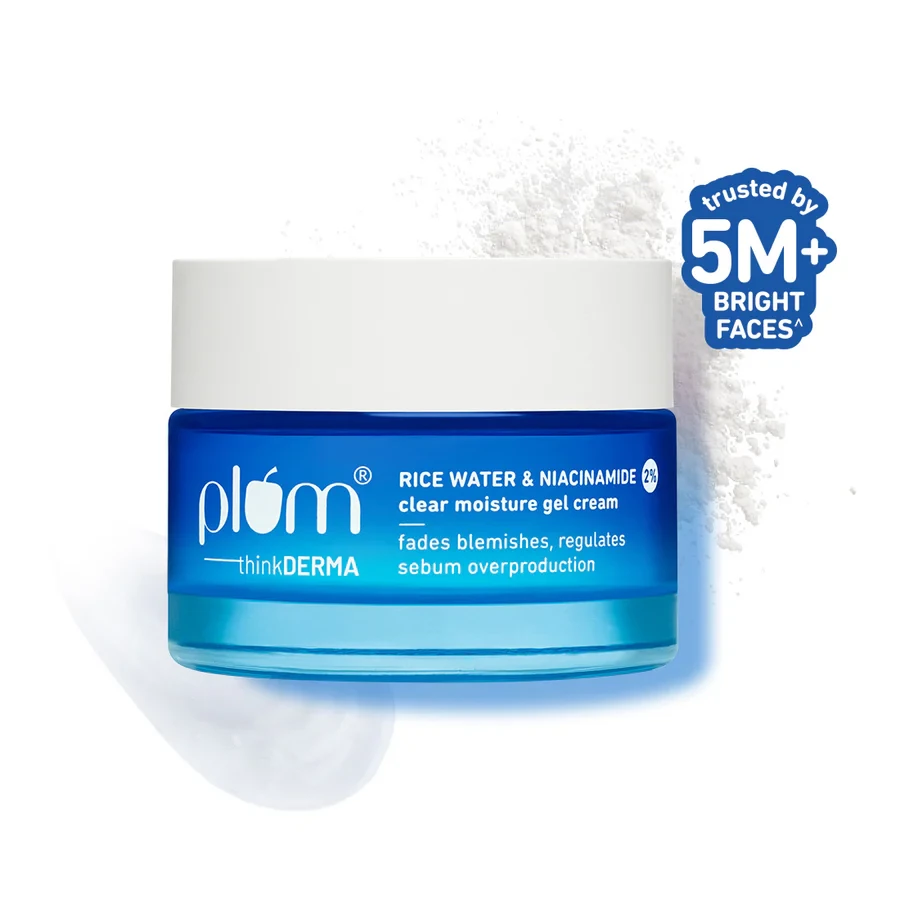 Plum Niacinamide Rice Water gel cream oil-free moisturizer brightening skincare