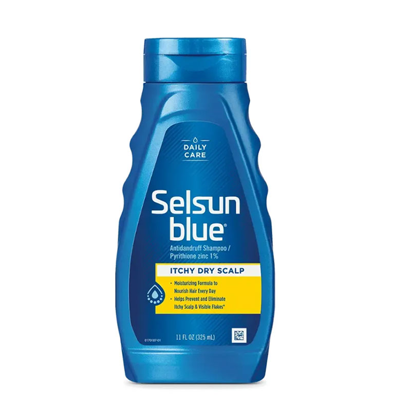 selsun blue itchy dry scalp shampoo dandruff treatment pyrithione zinc scalp care moisturizing hair care daily use