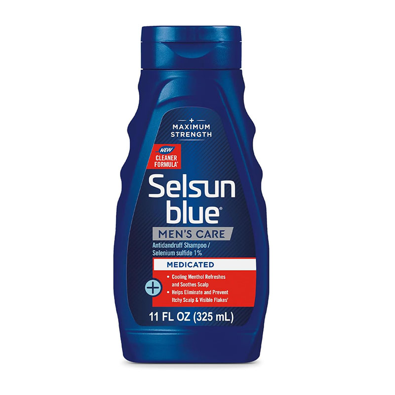 selsun blue men's care medicated shampoo dandruff treatment selenium sulfide menthol scalp relief men's hair care
