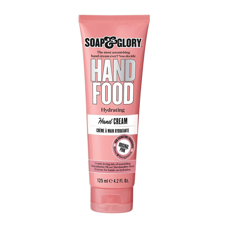 soap and glory call of fruity hand food hydrating hand cream vitamin e shea butter macadamia oil tropical fragrance moisturizing hand cream