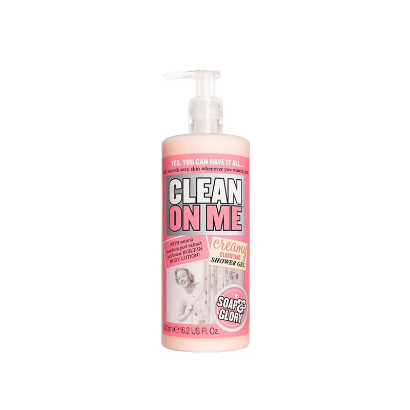 soap and glory clean on me shower gel creamy body wash hydrating cleanser original pink fragrance mandarin peel extract moisturizing shower gel