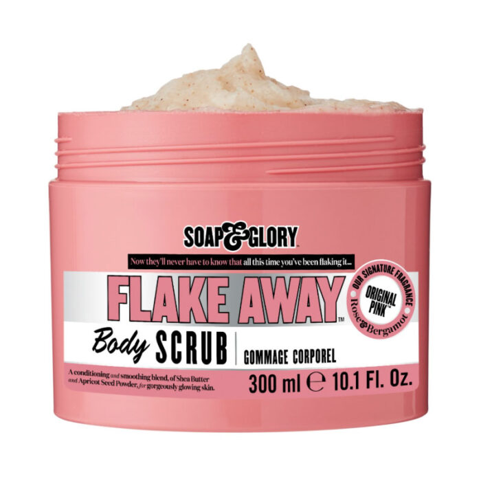 body scrub exfoliator smooth skin Soap and Glory Flake Away shea butter exfoliating polish