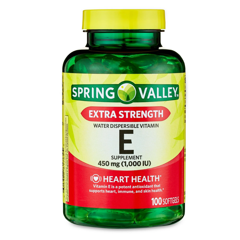 Spring Valley Extra Strength Water Dispersible Vitamin E Supplement 450 mg (1000iu) 100 Softgels