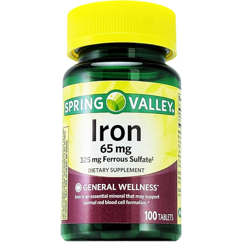 Spring Valley Iron 65mg 100 Tablets