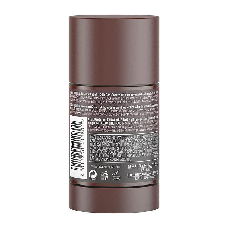 Tabac Original Deodorant Stick men's grooming classic fragrance odor protection aluminum-free