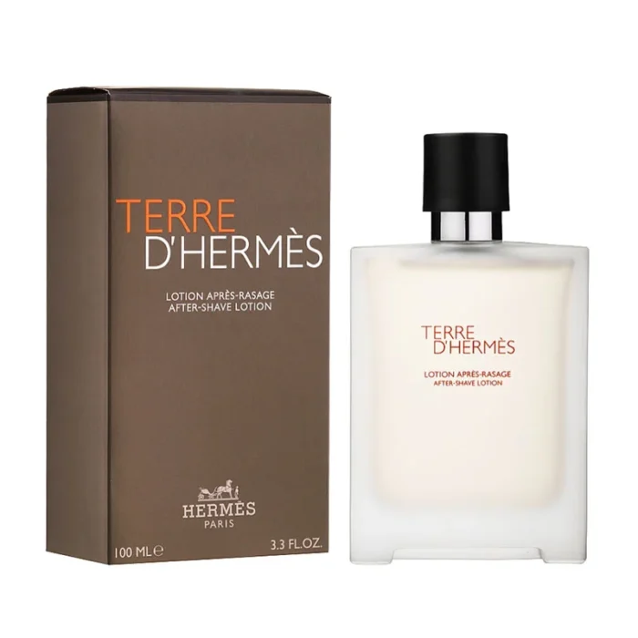 Hermès after-shave lotion Terre d’Hermès aftershave men's grooming lotion post-shave skincare citrus woody fragrance luxury aftershave splash-on lotion