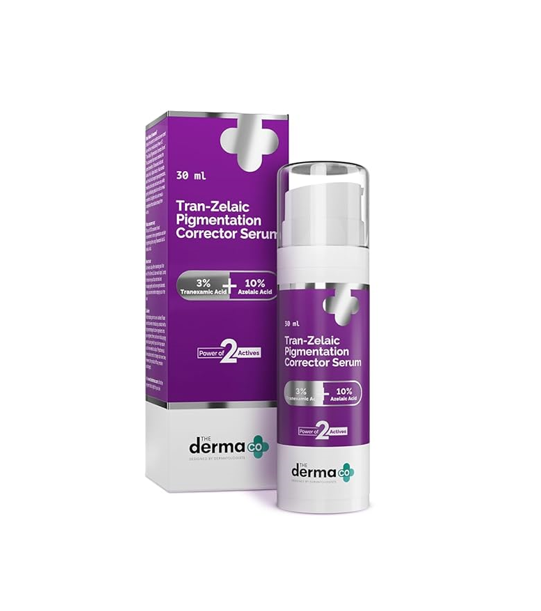 The Derma Co Tran-Zelaic Pigmentation Corrector Serum (30ml) targets dark spots
