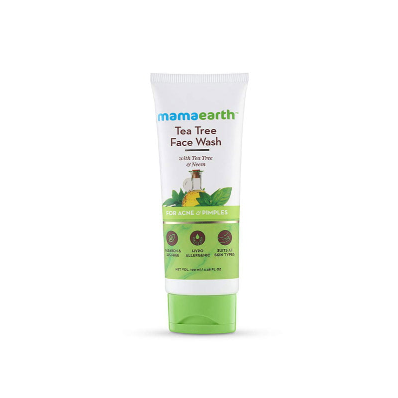 Mamaearth Tea Tree Face Wash acne control pimples treatment tea tree oil neem extract aloe vera face wash oil control pH balanced face wash
