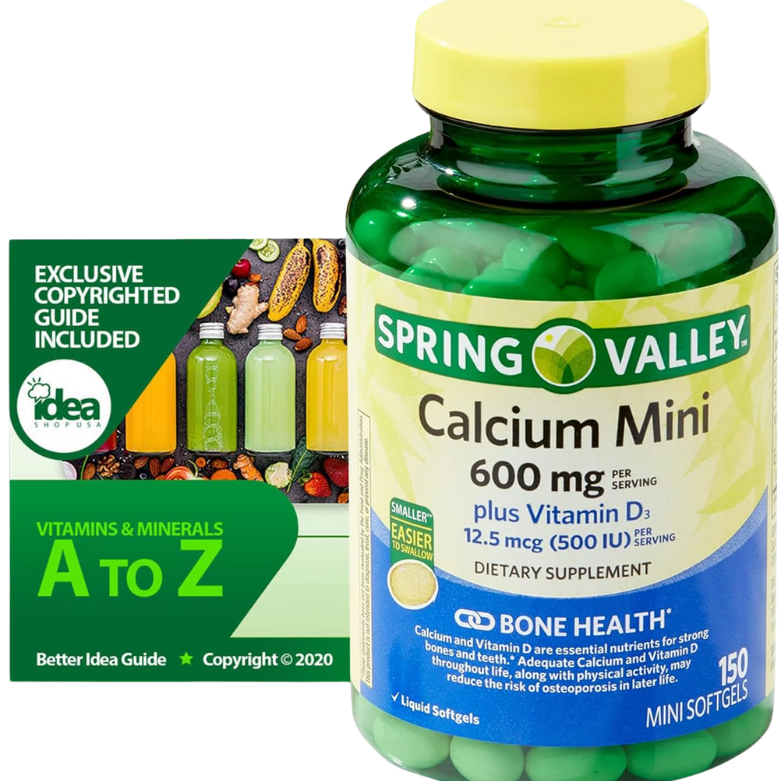 Spring Valley Calcium 600mg plus Vitamin D3, 150 Mini Softgels