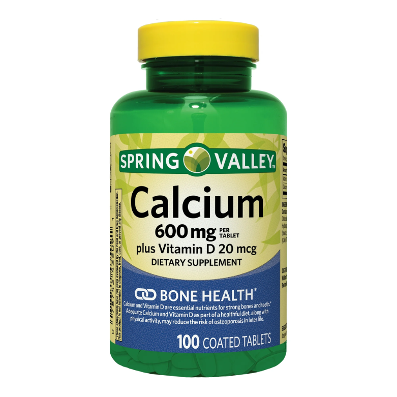 Spring Valley Calcium plus Vitamin D Coated 600mg 100 Tablets