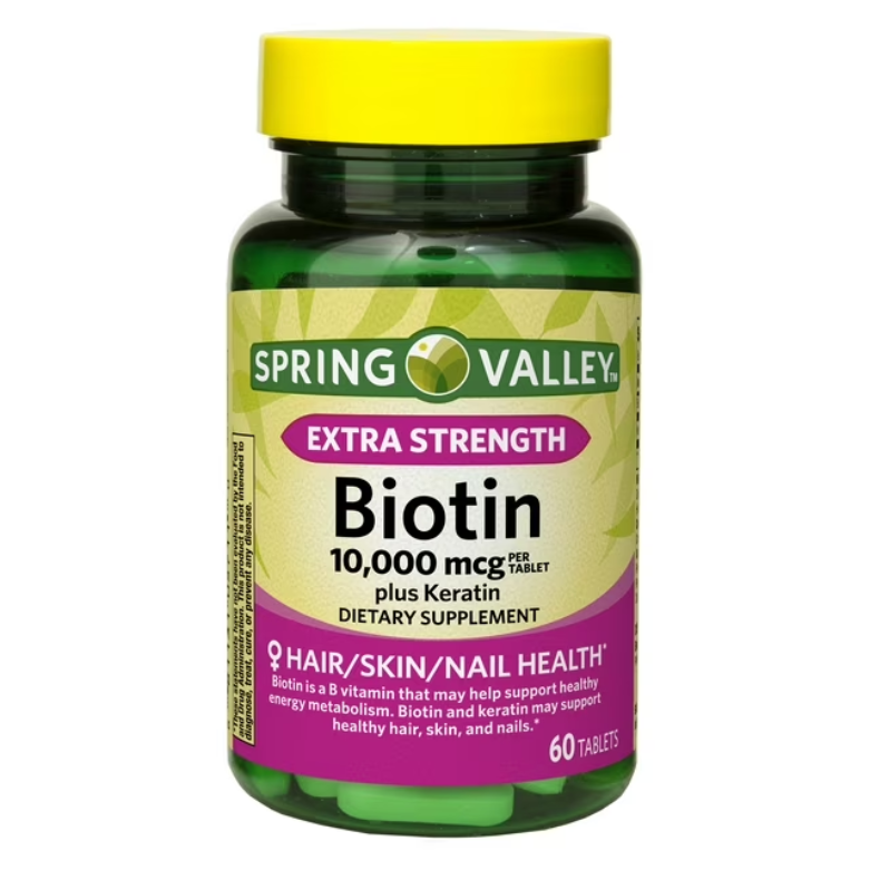 Spring Valley Extra Strength Biotin Plus Keratin 10,000mcg 60 Tablets