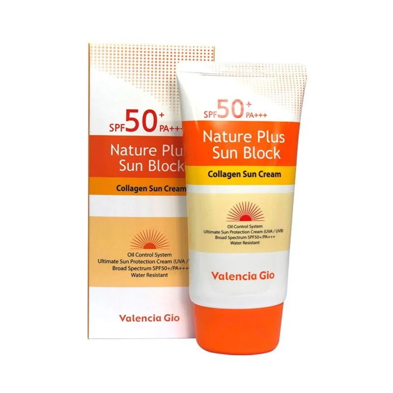 valencia gio sun block spf 50 broad spectrum sunscreen collagen enriched non greasy sun protection daily use sunscreen