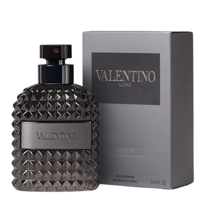 valentino uomo intense eau de parfum leather fragrance men's perfume iris vanilla scent