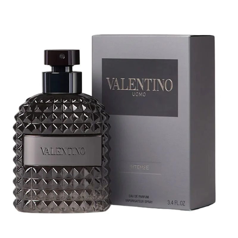 valentino uomo intense eau de parfum leather fragrance men's perfume iris vanilla scent