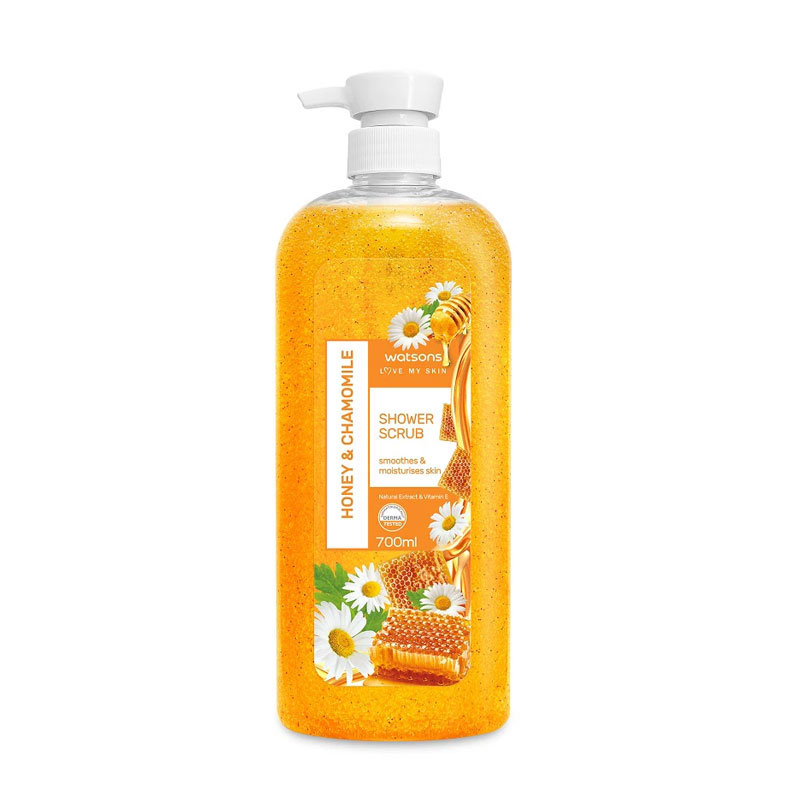 honey chamomile shower scrub exfoliating body wash skin softening moisturizing