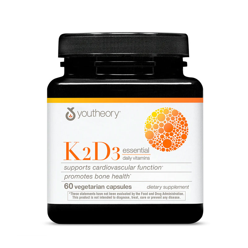 Youtheory K2D3 vitamin D3 supplement vitamin K2 supplement bone health cardiovascular support calcium absorption